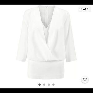 COPY - CAbi Women's White Indulge Blouse Top Mock Wrap Front Layered 5339 M